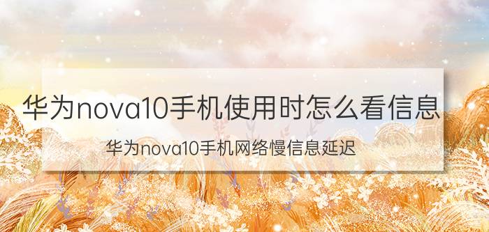 华为nova10手机使用时怎么看信息 华为nova10手机网络慢信息延迟？